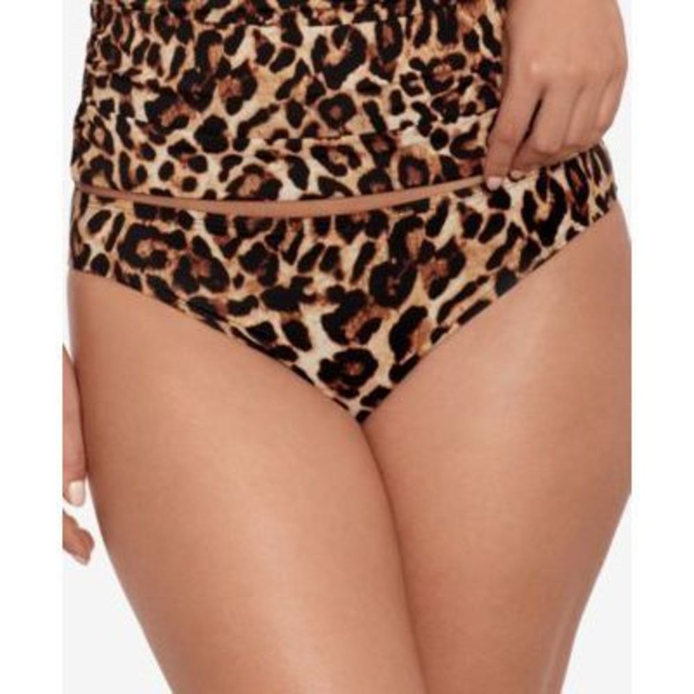 NWT Ralph Lauren Leopard Hipster Bikini Bottom Brown 16
